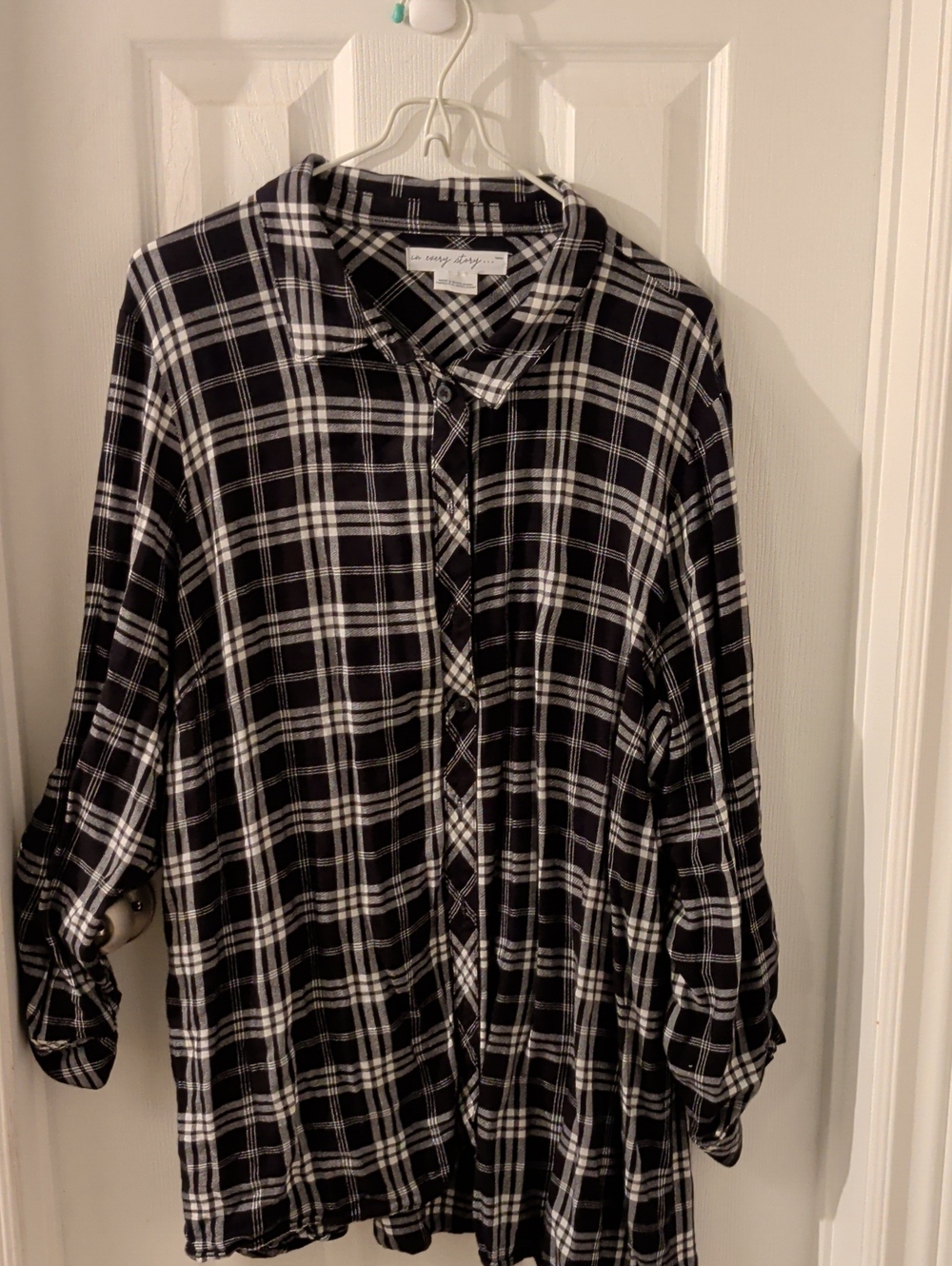 Black & White Plaid Button-Up Shirt